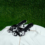 Anastasia Cow Print Heels (Black)
