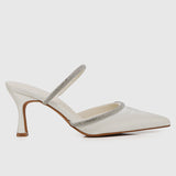 Nurita Harith Hessay Ankle Strap Pointed Toe Heels (White)