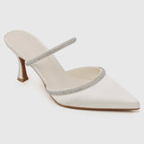 Nurita Harith Hessay Ankle Strap Pointed Toe Heels (White)