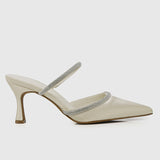 Nurita Harith Hessay Ankle Strap Pointed Toe Heels (Beige)