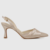 Nurita Harith Bridal Huela Slingback Pointed Toe Heels (Beige)