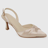 Nurita Harith Bridal Huela Slingback Pointed Toe Heels (Beige)