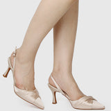 Nurita Harith Bridal Huela Slingback Pointed Toe Heels (Beige)