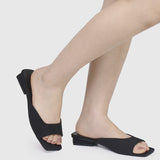 Hermione Slide Sandals (Black)