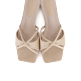 Harleen Crossed Slip Ons Sandals (Nude)