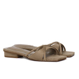 Harleen Crossed Slip Ons Sandals (Dark Olive Green)