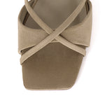 Harleen Crossed Slip Ons Sandals (Dark Olive Green)