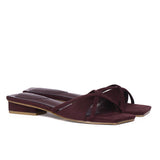 Harleen Crossed Slip Ons Sandals (Maroon)