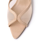 Haira Mesh Slip Ons Heels (Nude)