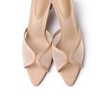 Haira Mesh Slip Ons Heels (Nude)