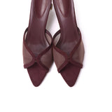 Haira Mesh Slip Ons Heels (Maroon)