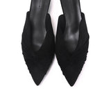 Hanara Pleated Slip-On Mules (Black)