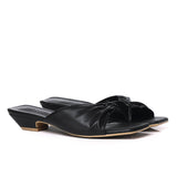 Hilya Pleated Square Toe Heels (Black)