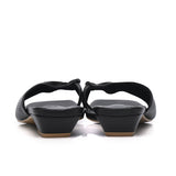 Hilya Pleated Square Toe Heels (Black)