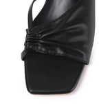 Hilya Pleated Square Toe Heels (Black)