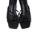 Hilya Pleated Square Toe Heels (Black)