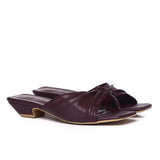 Hilya Pleated Square Toe Heels (Burgundy)