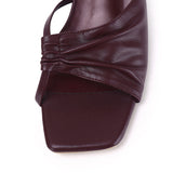 Hilya Pleated Square Toe Heels (Burgundy)