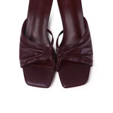 Hilya Pleated Square Toe Heels (Burgundy)