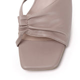 Hilya Pleated Square Toe Heels (Nude)