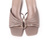 Hilya Pleated Square Toe Heels (Nude)