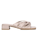 Hunera Asymmetric Pleated Low Heels Sandals (Nude)