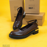 A Smiling Heart Ankle-Strap Flats & Ballerina (Brown)