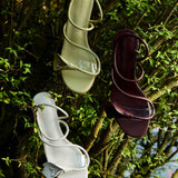 Romy Floral Strappy Heels (Maroon)