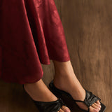 Hilya Pleated Square Toe Heels (Black)