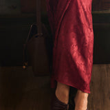 Hilya Pleated Square Toe Heels (Burgundy)