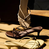 Ava Beads Strappy Heels (Green)