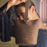 Nellie Petite Top Handle Bucket Bag (Espresso)