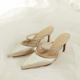 Nurita Harith Hessay Ankle Strap Pointed Toe Heels (Beige)