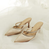 Nurita Harith Hessay Ankle Strap Pointed Toe Heels (Tan)