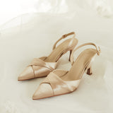 Nurita Harith Bridal Huela Slingback Pointed Toe Heels (Nude)