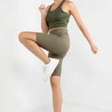 Amber Women Biker Shorts (Dark Olive Green)