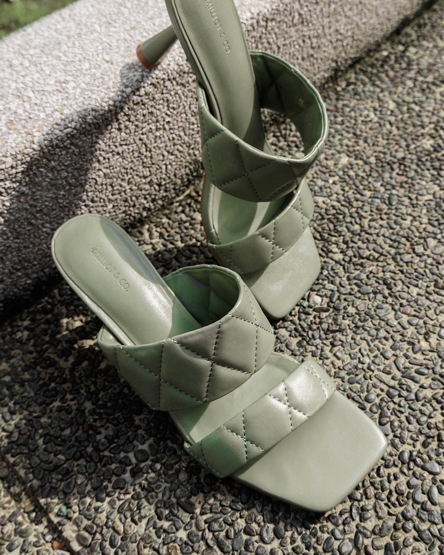 Jamie Open Toe Heels (Dark Sea Green)
