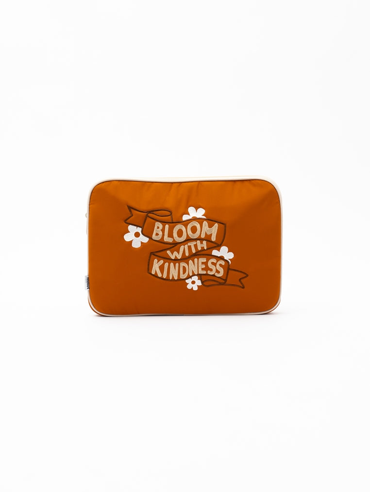 Bloom With Kindness 14 Inch Laptop Sleeve (Orange Red)