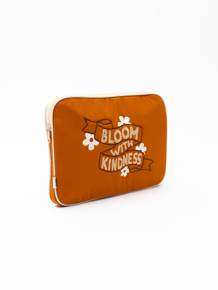 Bloom With Kindness 14 Inch Laptop Sleeve (Orange Red)