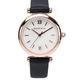 Endora Rose Gold Leather Strap Watch Metal Analog (Black)