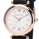 Endora Rose Gold Leather Strap Watch Metal Analog (Black)