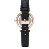 Endora Rose Gold Leather Strap Watch Metal Analog (Black)