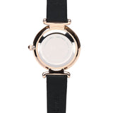 Endora Rose Gold Leather Strap Watch Metal Analog (Black)