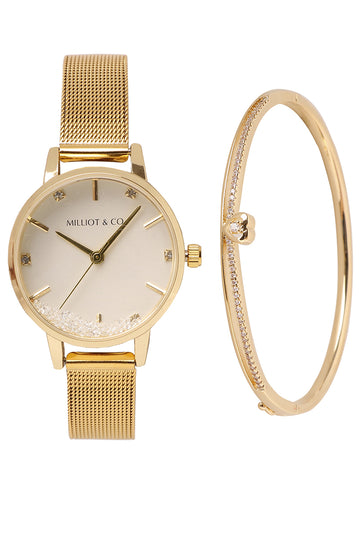 Zoey Gold Mesh Strap Watch (Gold)