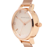 Harper Rose Gold Mesh Strap Watch (Salmon)