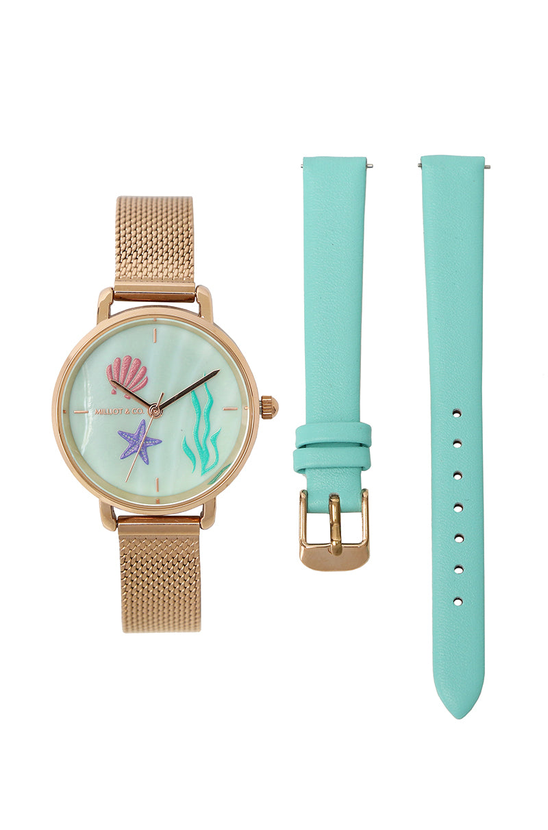 Disney Ariel Kiss the Girl Watch Set (Rose Gold & Aqua)