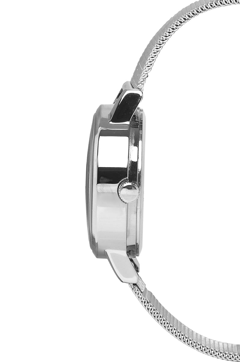 Eudora Silver Mesh Strap Watch (Silver)