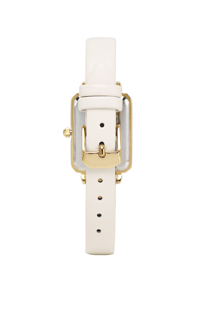 Disney Tinkerbell Tink Tink Gold Leather Strap Watch (White)
