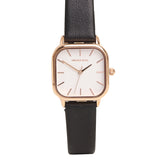 Ainsley Rose Gold Leather Strap Watch (Black)