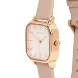 Ainsley Rose Gold Leather Strap Watch (Beige)